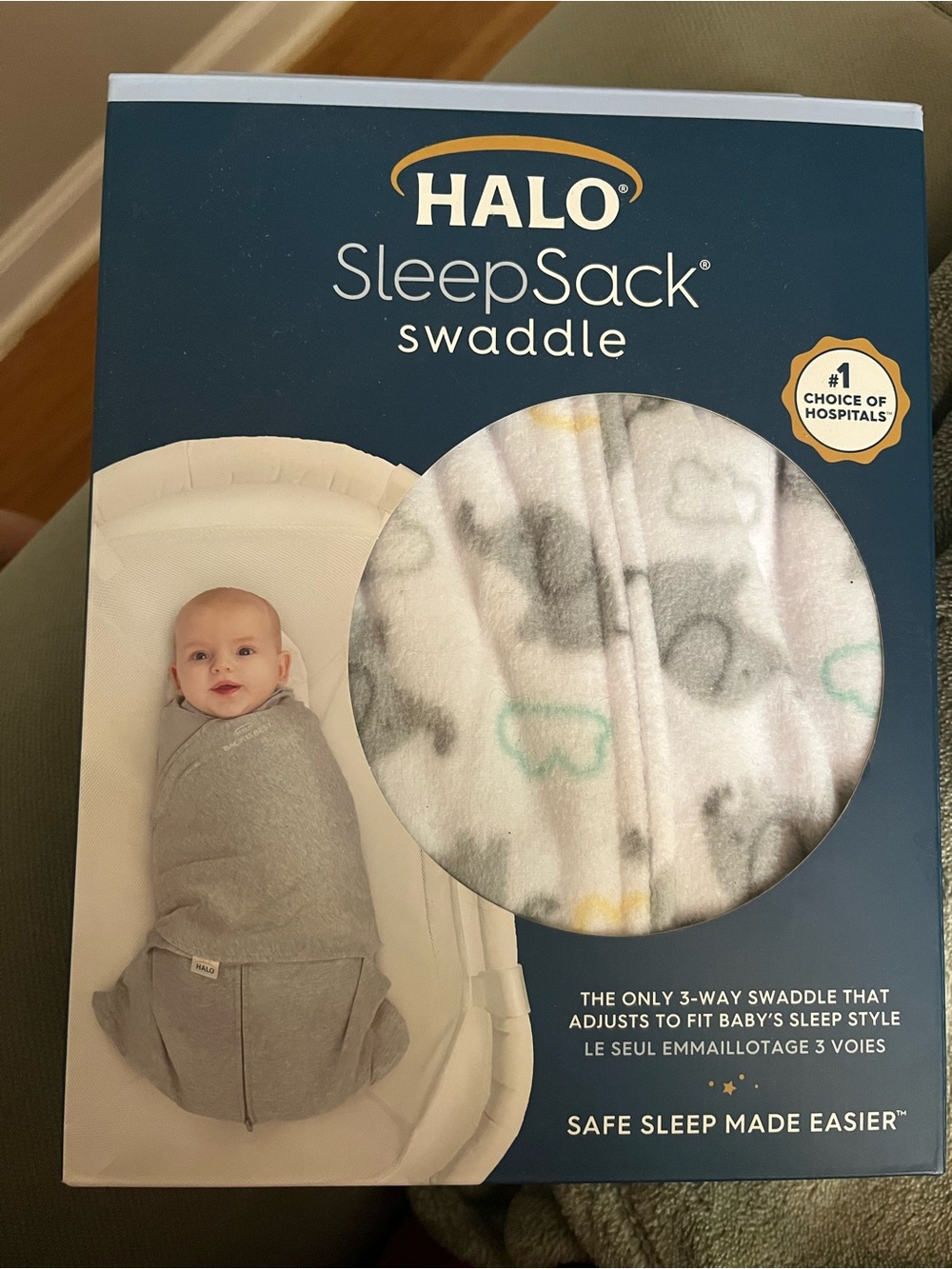 HALO SleepSack Swaddle - White, Gray & Mint with Yellow Accents